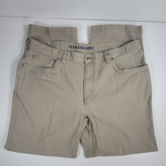 Duluth Trading Co Flex Fire Hose Pants Mens 42×32 Khaki - Barely Worn D2 - Picture 1 of 7